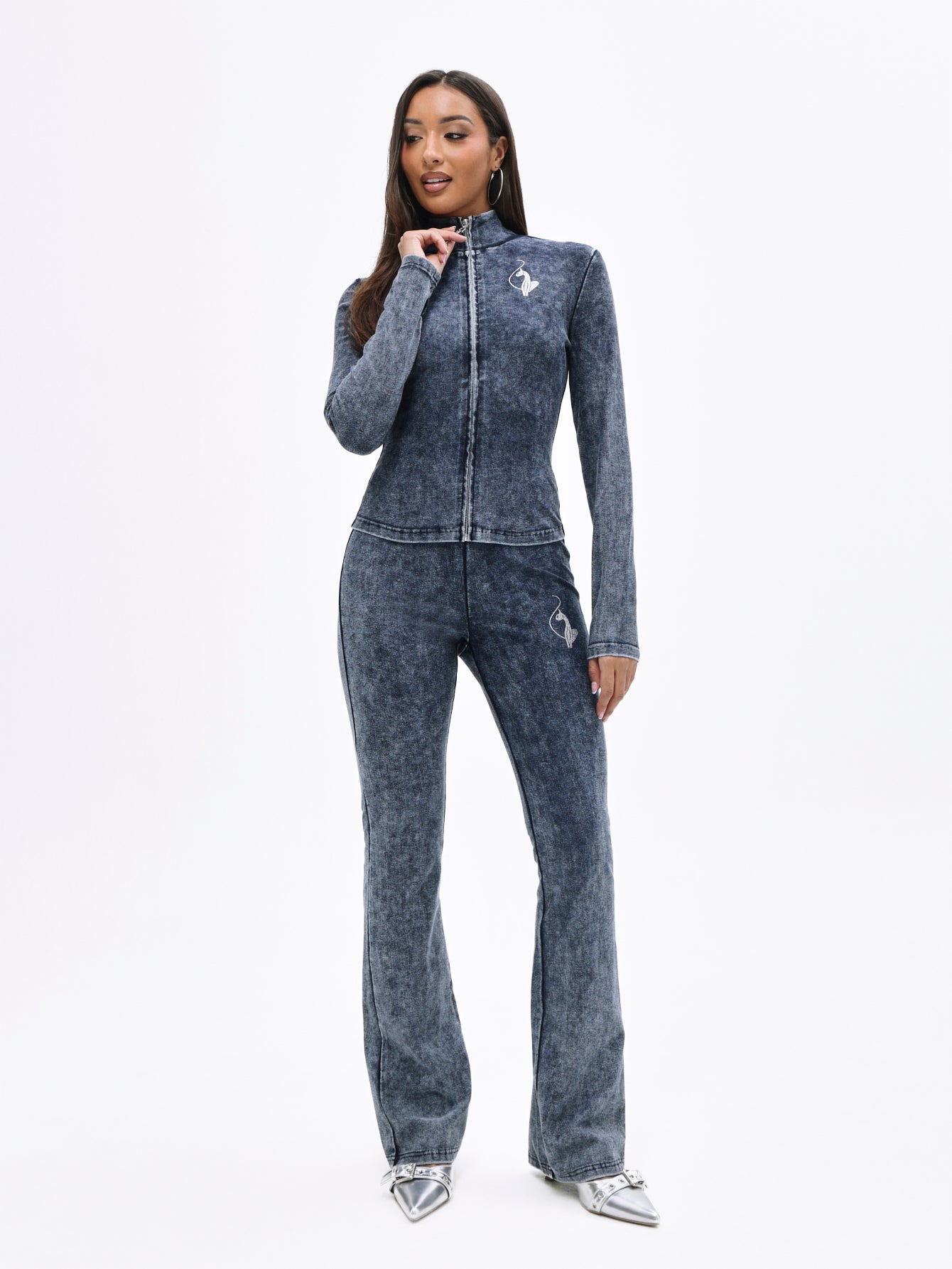 Women's Denim-Wash Jersey Flare Leggings | Baby Phat | Baby Phat