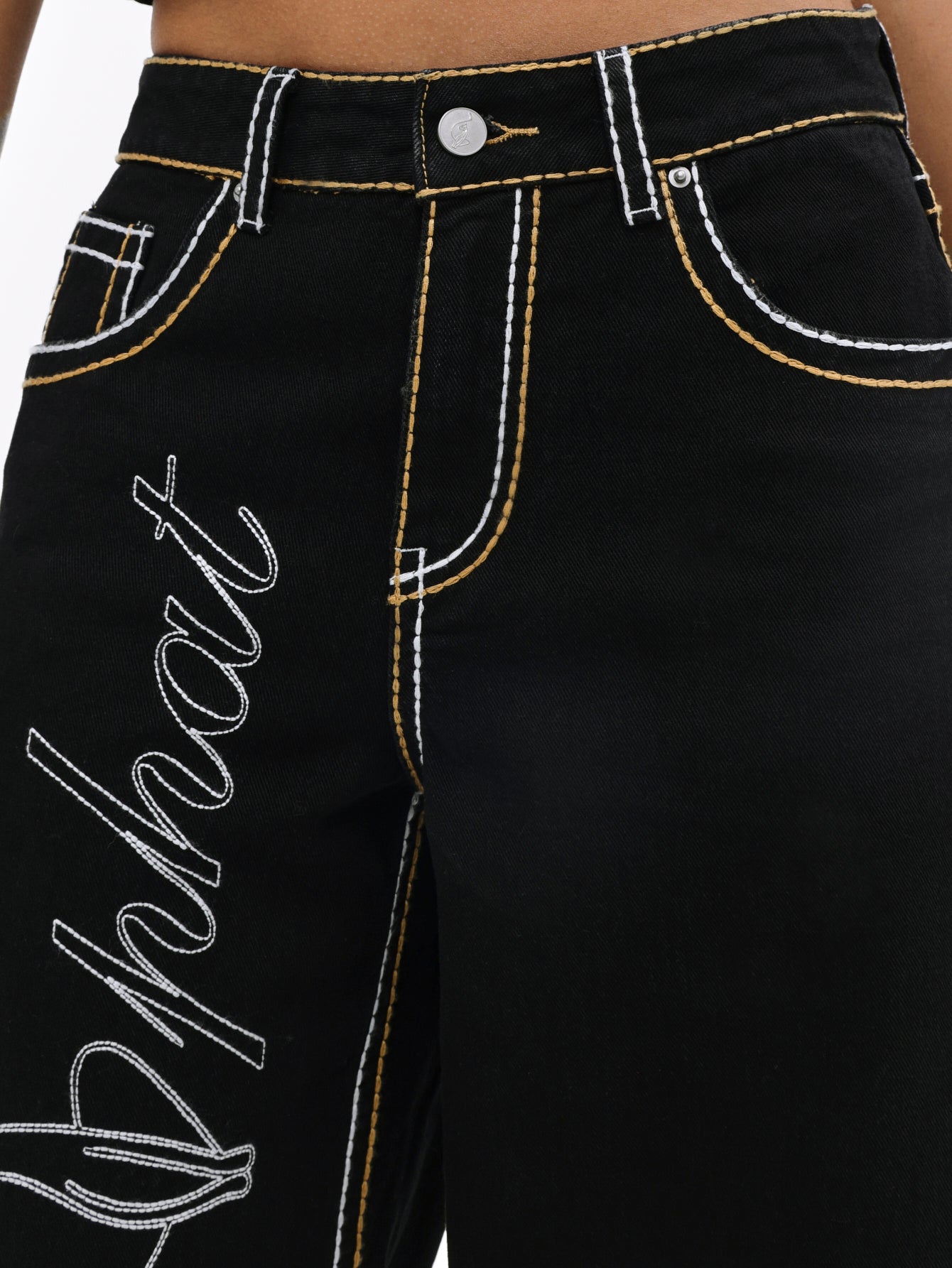 Contrast Logo Baggy Jean