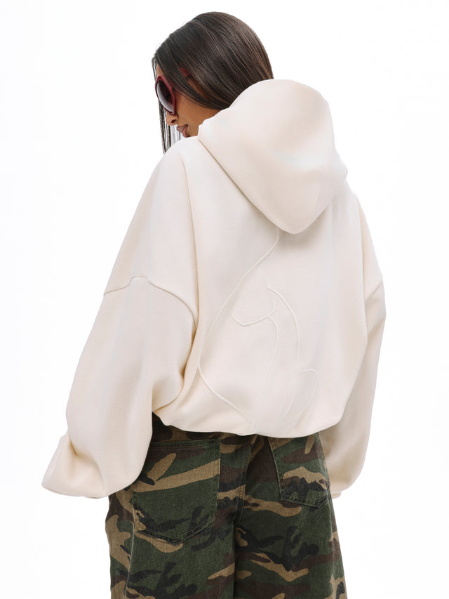 Zip Up Sweatshirt with Gothic Appliqué