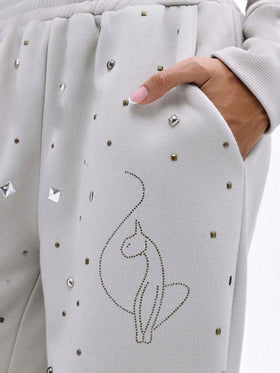 Embellished Studded Sweatpants