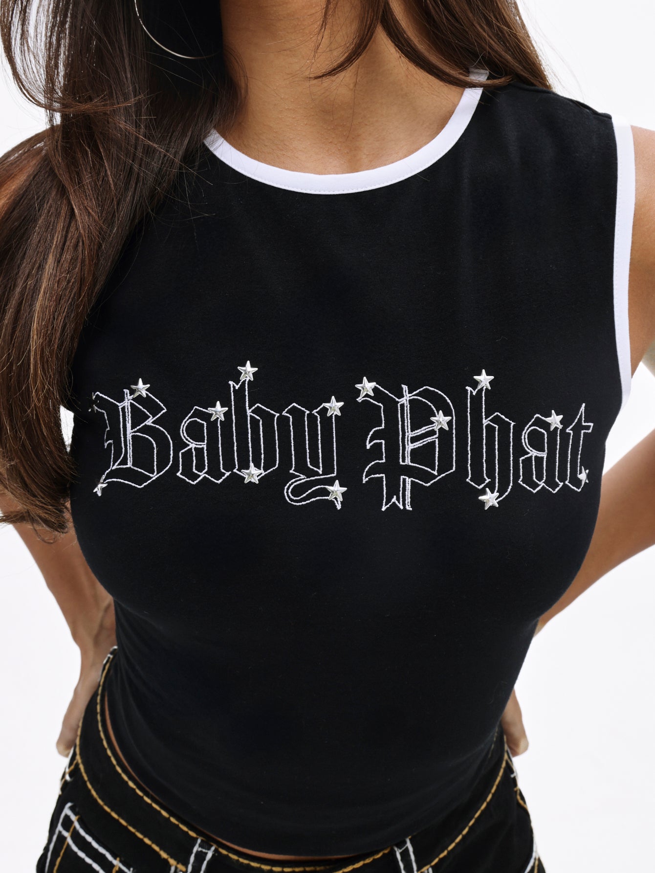 Gothic Logo Contrast-Trim Tank Top | Baby Phat | Baby Phat
