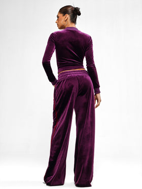 Velour Wide Leg Track Pants