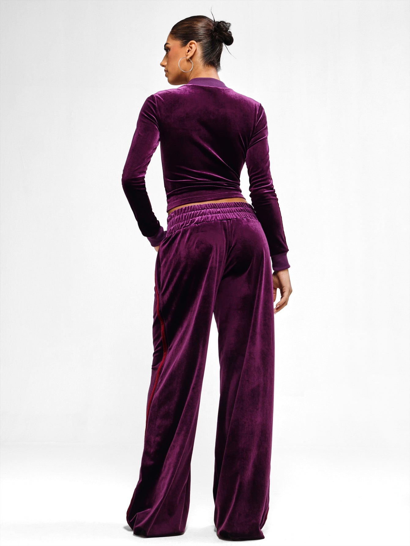 Velour Wide Leg Track Pants