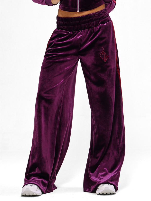 Velour Wide Leg Track Pants