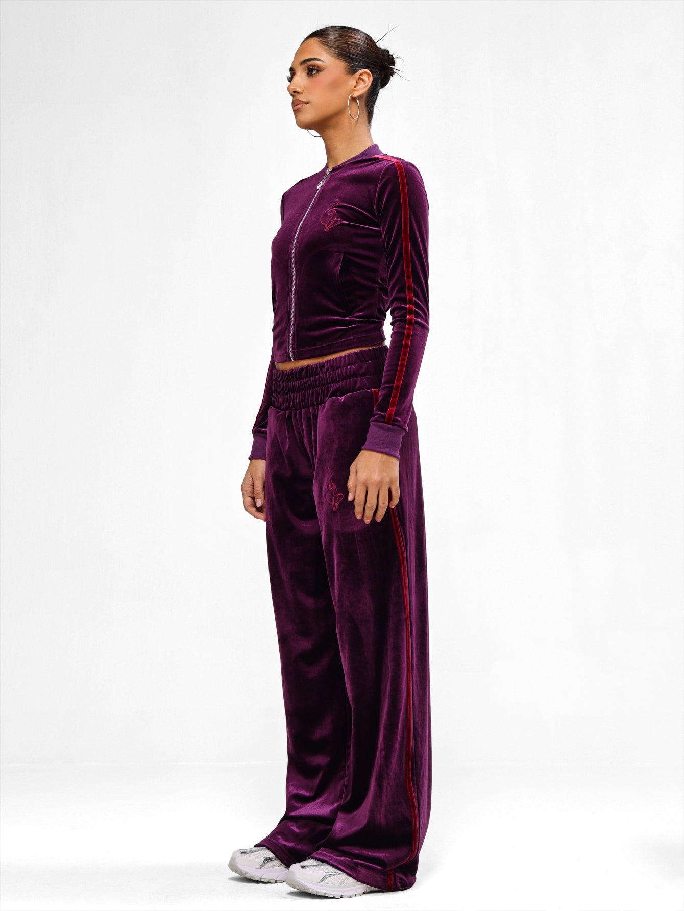 Velour Wide Leg Track Pants