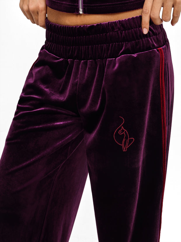 Velour Wide Leg Track Pants