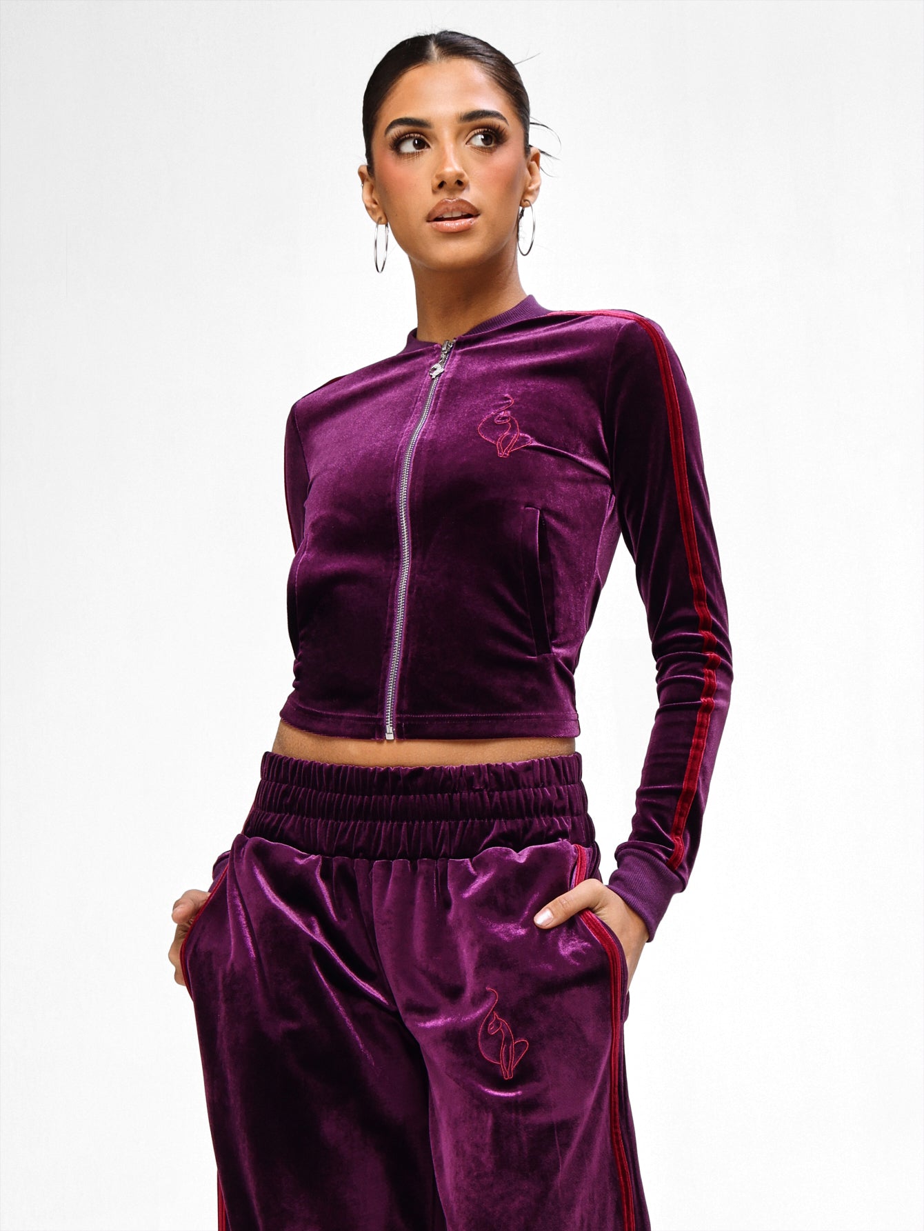 Velour Track Jacket in Plum | Baby Phat | Baby Phat