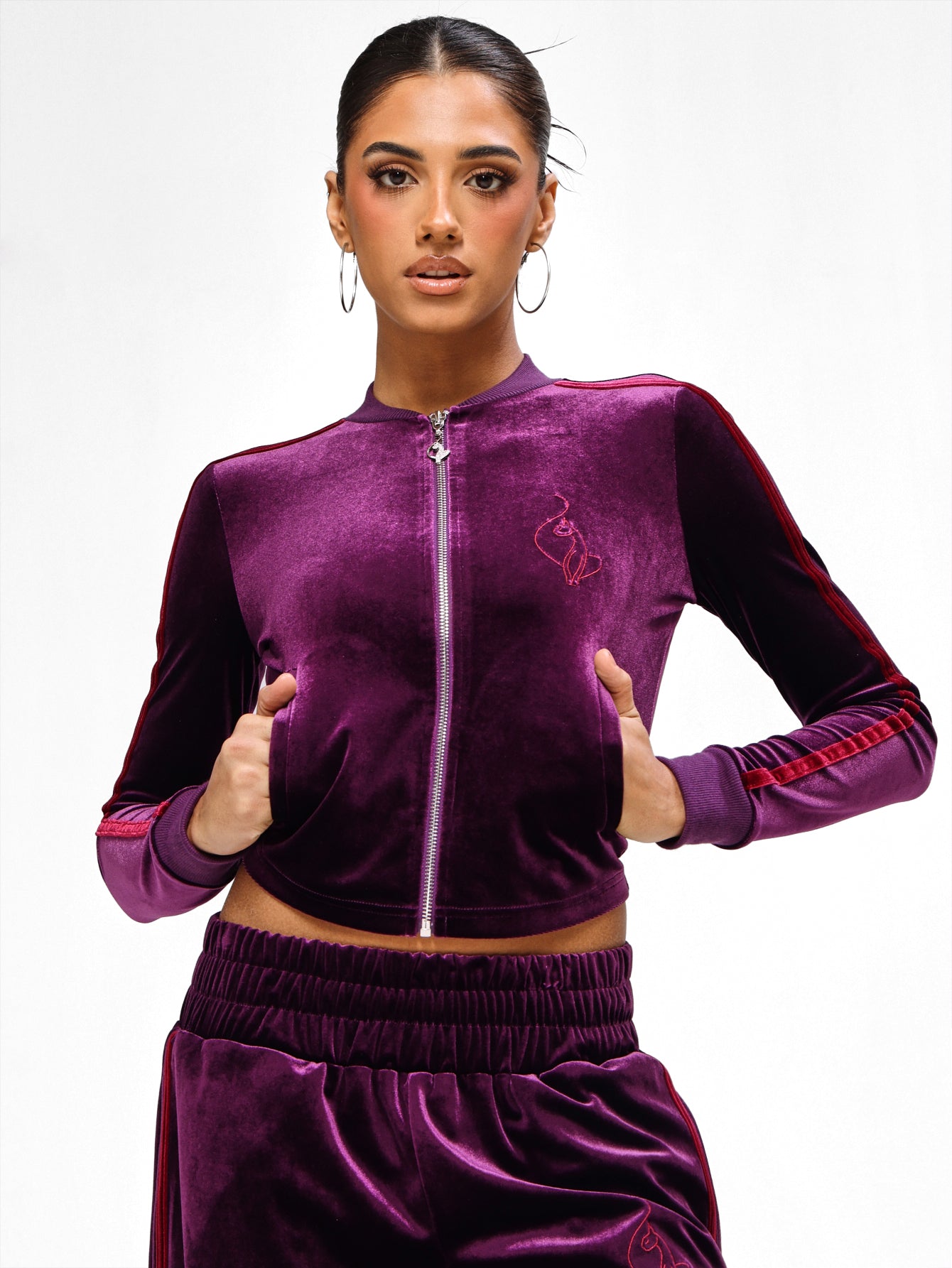 Velour Track Jacket in Plum | Baby Phat | Baby Phat