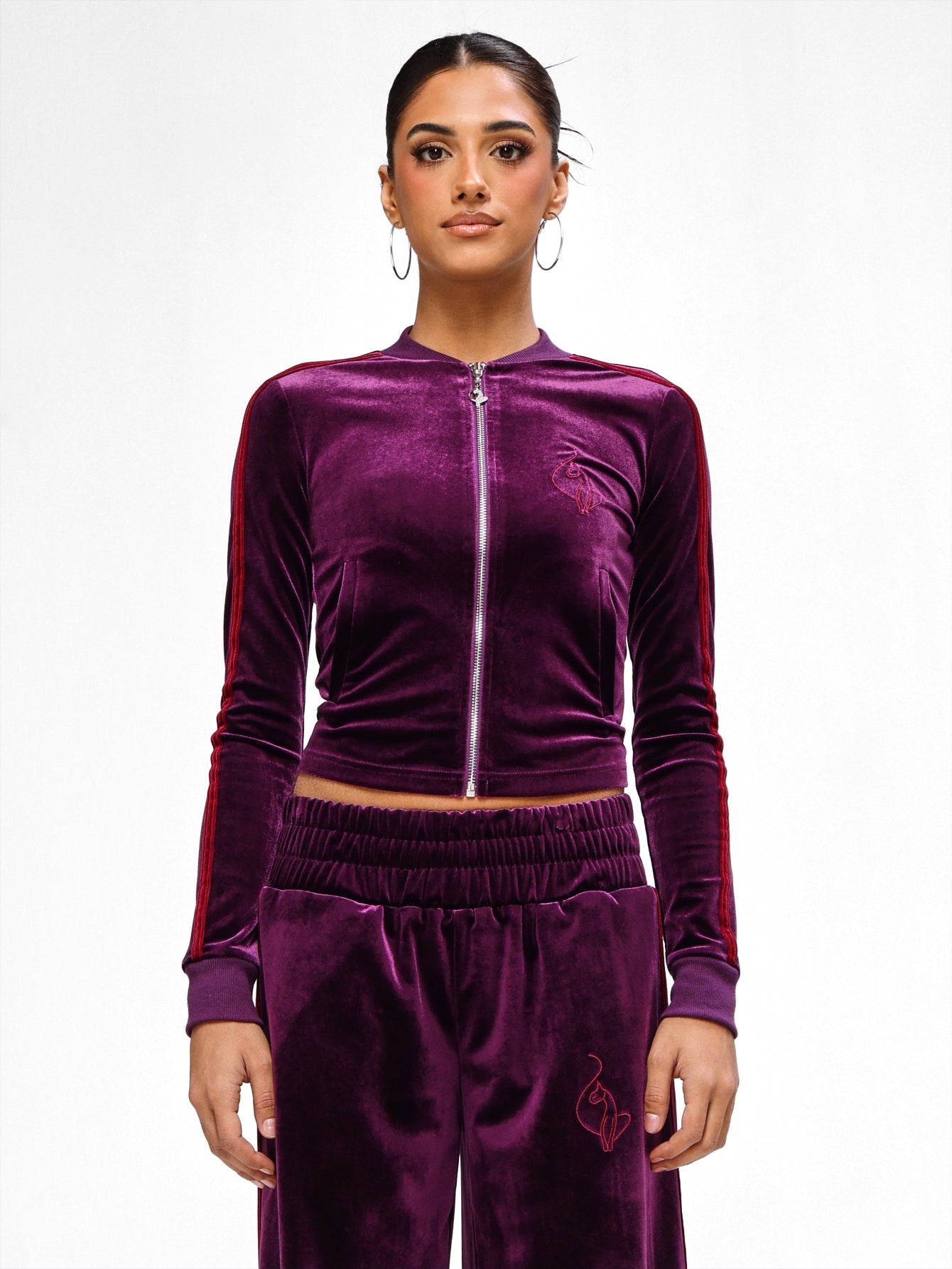 Velour Track Jacket in Plum | Baby Phat | Baby Phat