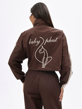 Nylon Zip Up With Stripe Contrast