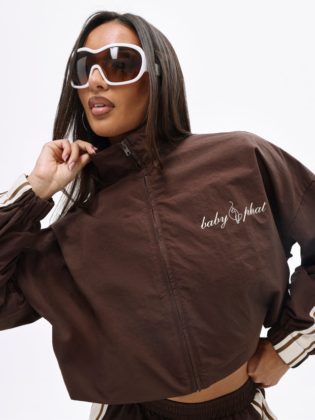 Nylon Zip Up With Stripe Contrast