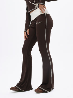 Foldover Flare Legging with Contrast Stitching
