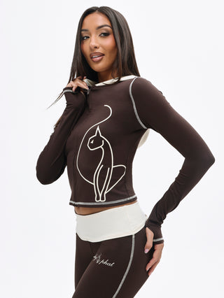 Zip Up Hooded Top With Contrast Stitching