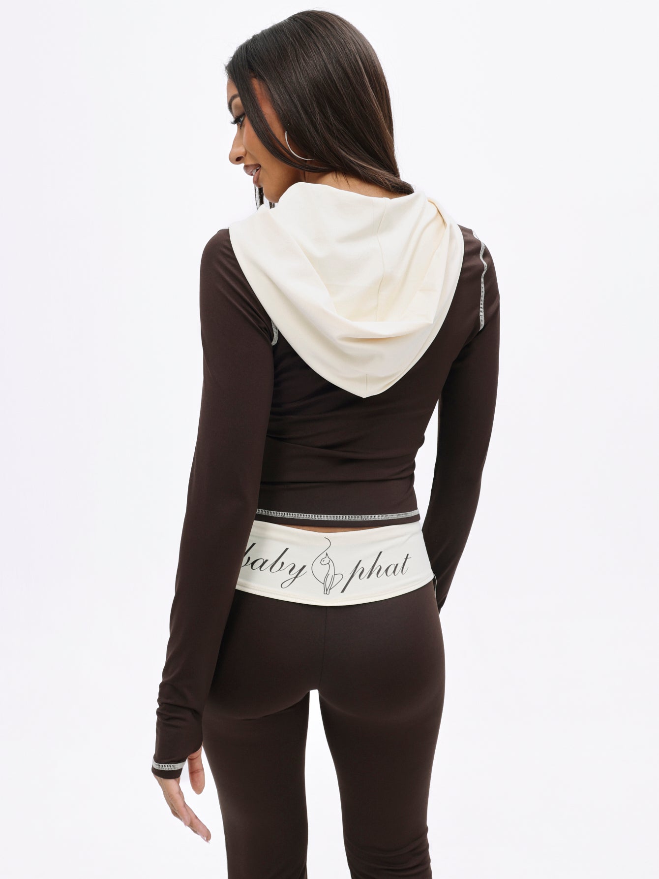 Zip Up Hooded Top With Contrast Stitching