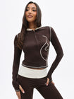 Zip Up Hooded Top With Contrast Stitching