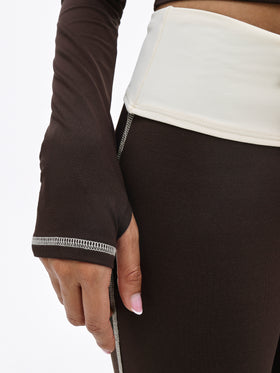 Zip Up Hooded Top With Contrast Stitching