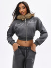 Fur Trim Zip Up Hoodie