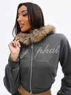 Fur Trim Zip Up Hoodie