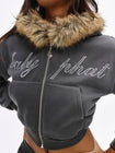 Fur Trim Zip Up Hoodie