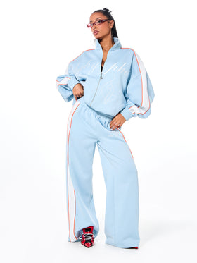 Oversized Funnel Neck Velour Zip Up