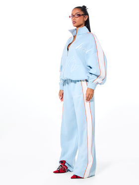 Oversized Funnel Neck Velour Zip Up