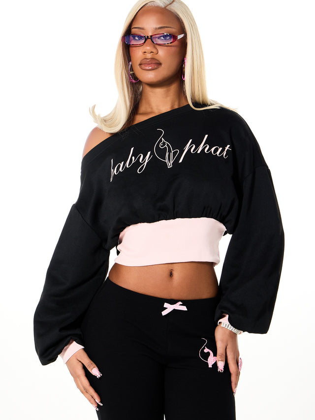 Off Shoulder Logo Sweatshirt