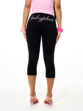Logo Capri with Contrast Waistband and Side Stripe