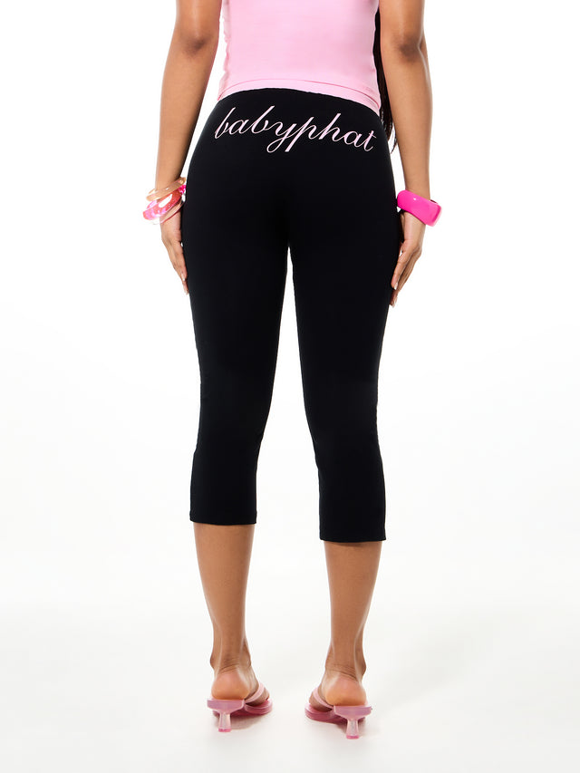 Logo Capri with Contrast Waistband and Side Stripe