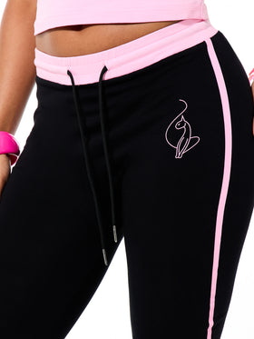 Logo Capri with Contrast Waistband and Side Stripe