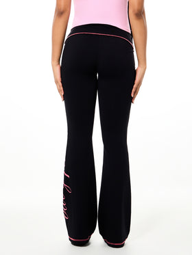 Contrast Logo Foldover Flare Legging