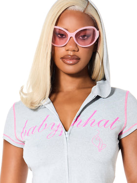 Short Sleeve Logo Zip Up Hoodie
