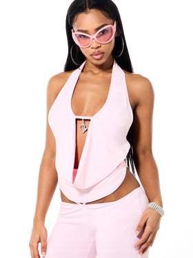 Logo Cowl Neck Top