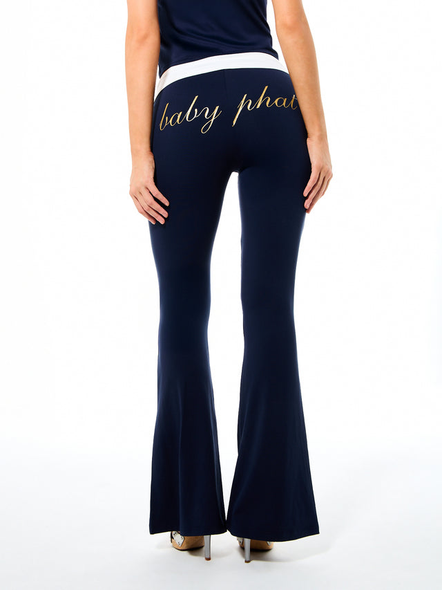 Foldover Flare Leggings with Glitter Print Logo