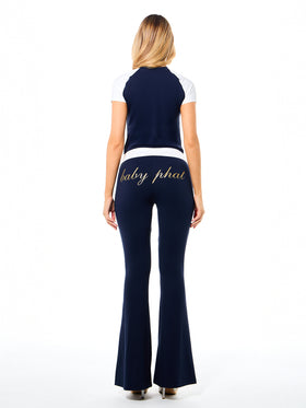 Foldover Flare Leggings with Glitter Print Logo