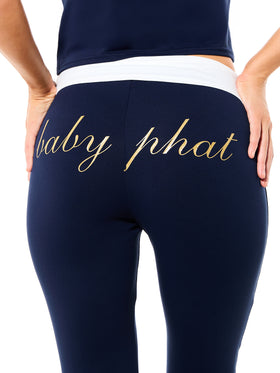 Foldover Flare Leggings with Glitter Print Logo