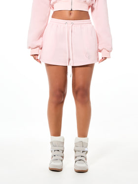 Drawstring Rhinestone Logo Short