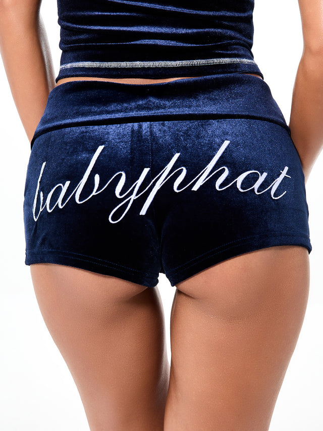 Velour Foldover Micro Short with Contrast Logo