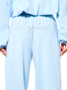 Oversized Cuff Jogger Sweatpants with Rhinestones