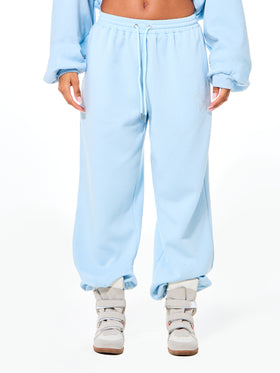 Oversized Cuff Jogger Sweatpants with Rhinestones