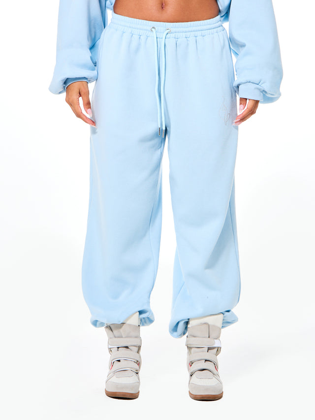 Oversized Cuff Jogger Sweatpants with Rhinestones