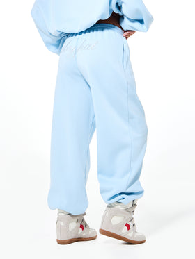 Oversized Cuff Jogger Sweatpants with Rhinestones