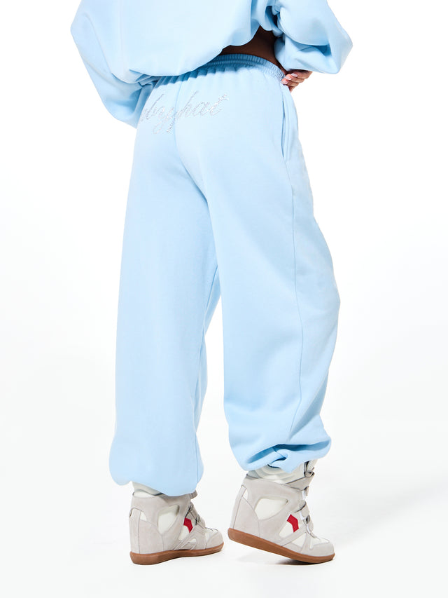 Oversized Cuff Jogger Sweatpants with Rhinestones