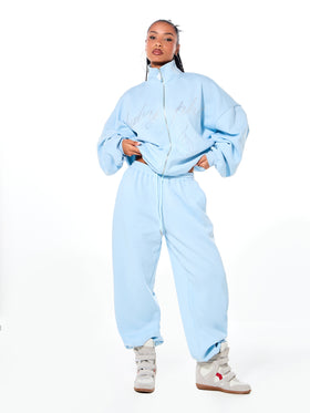 Oversized Cuff Jogger Sweatpants with Rhinestones