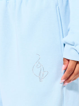 Oversized Cuff Jogger Sweatpants with Rhinestones