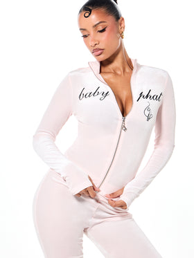 Velour Long Sleeve High Neck Zip Up Top