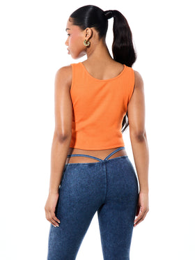 Ribbed Notch Neck All Over Logo Tank Top