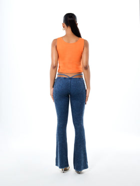 Ribbed Notch Neck All Over Logo Tank Top