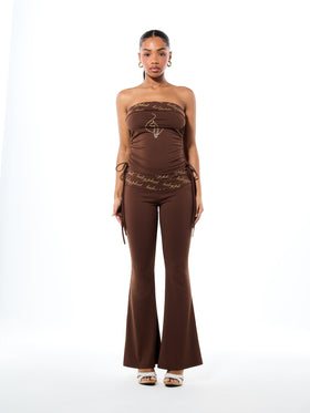 Foldover Flare Legging with Logo Print Waistband