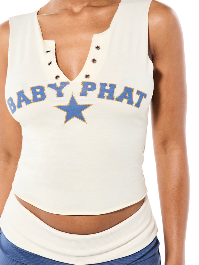 Notch Neck Tank Top with Eyelets