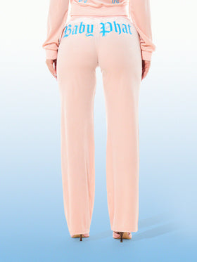 Velour Sweatpants with Gothic Logo
